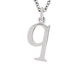 The Abbey Lower Case Initial 'q' Necklace in 14k White Gold, 16 Inch